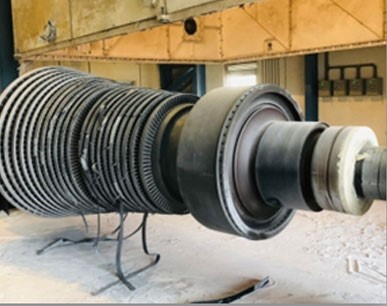 Sand blasting of turbine blades